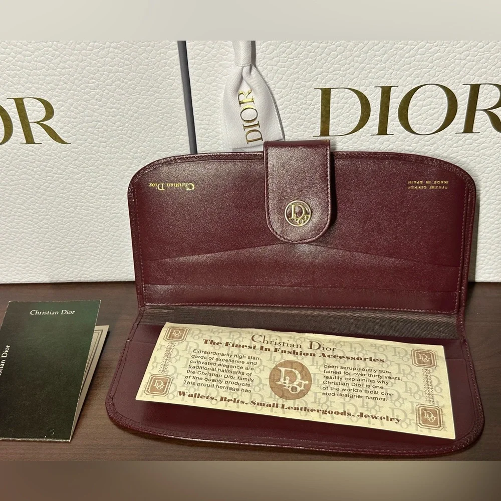 Vintage Dior Burgundy Leather Wallet EUC